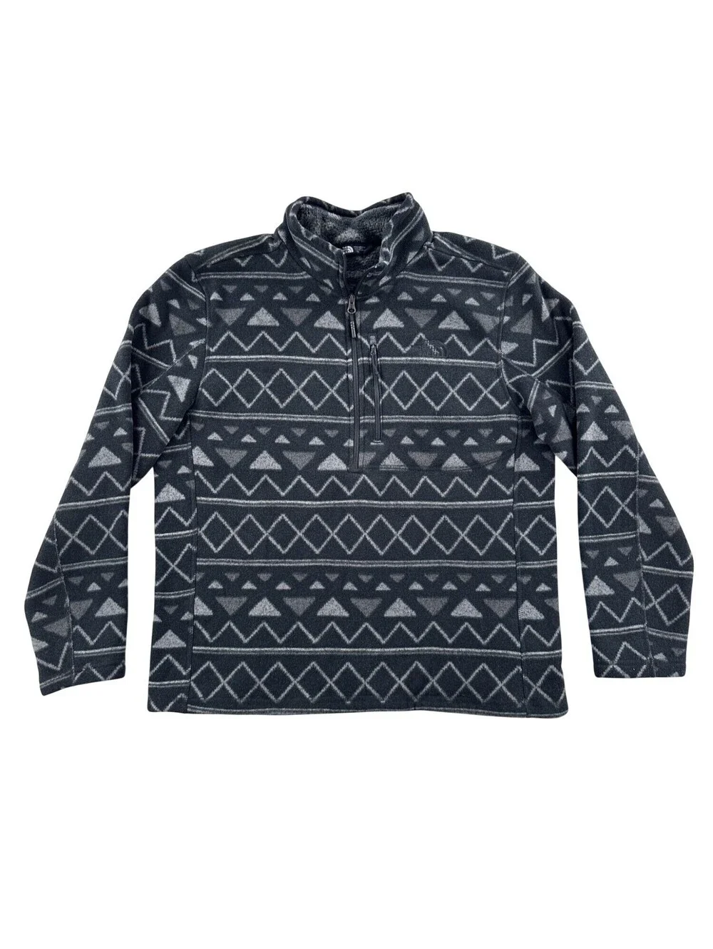 The North Face Gray Patterned 1/2 Zip Fleece Jacket XL